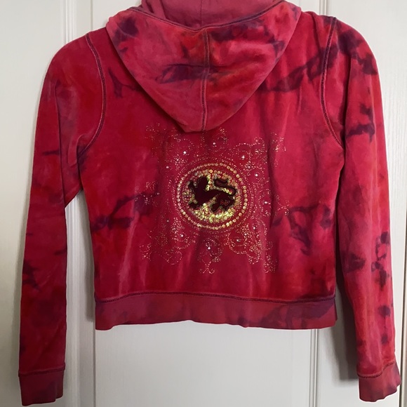 Mimi & Maggie Soft Velour Red Marble Zip Hoodie - Picture 6 of 8